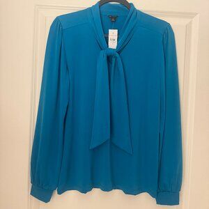 Ann Taylor Blue Knotted-Neck Blouse XS - NWT
